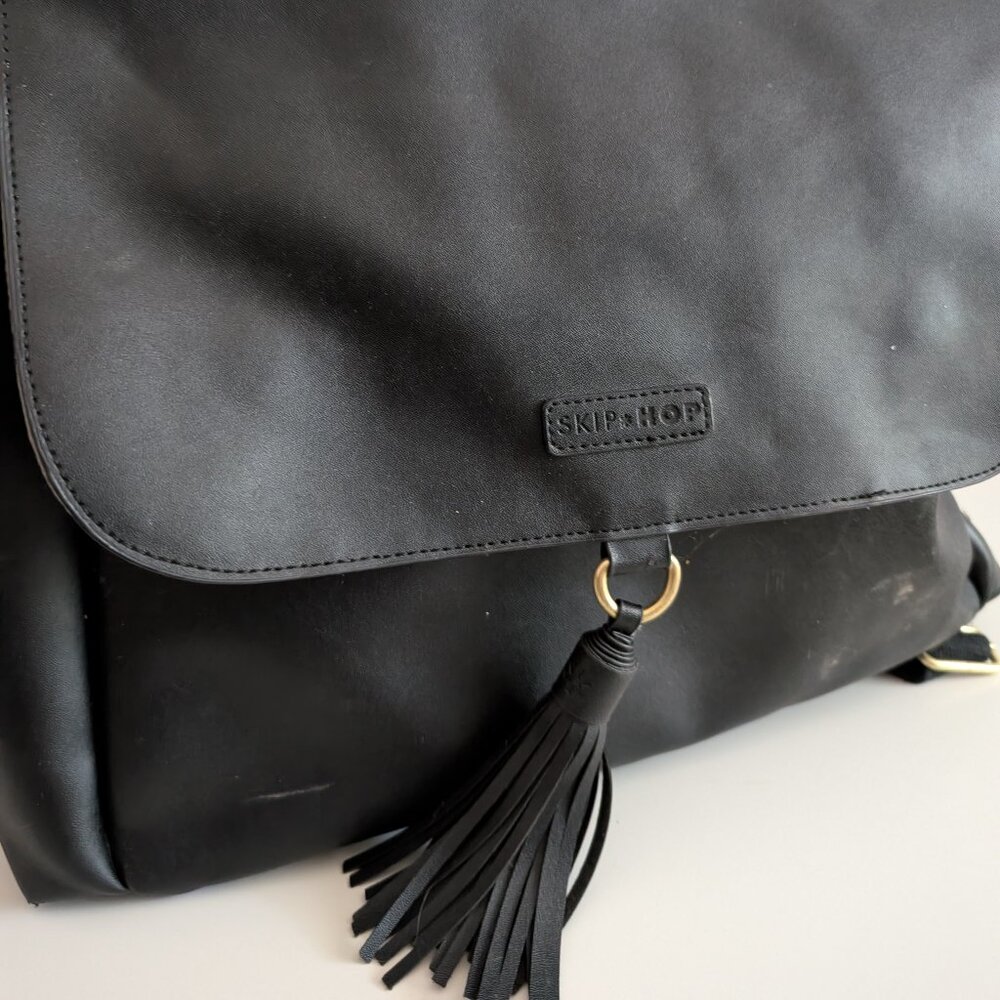Skip Hop Black Vegan Leather Diaper Bag